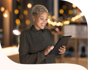 woman on ipad