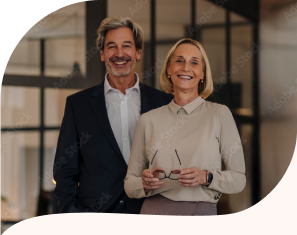 man and woman smiling
